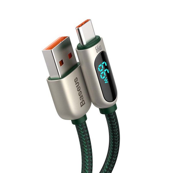 „Baseus“ ekrano kabelis USB prie C tipo 66 W 2 m žalias