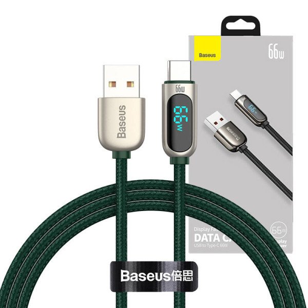 „Baseus“ ekrano kabelis USB prie C tipo 66 W 1 m žalias