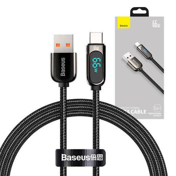 „Baseus“ ekrano kabelis USB prie C tipo 66 W 1 m juodas