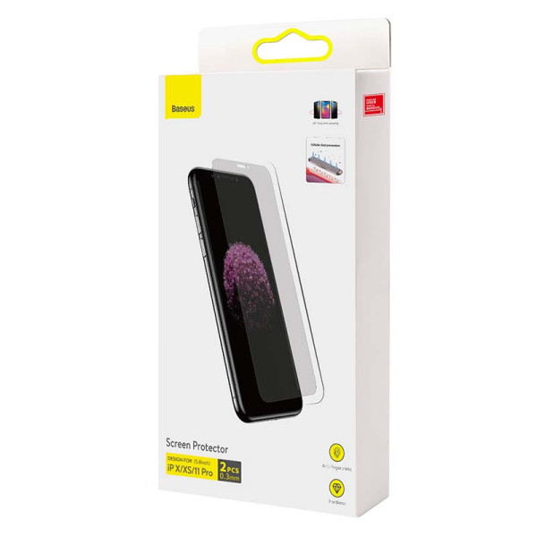 Baseus 03 mm ekrano apsauga 2 vnt pakuotėje skirta iPhone X/XS/11 Pro 58 colio