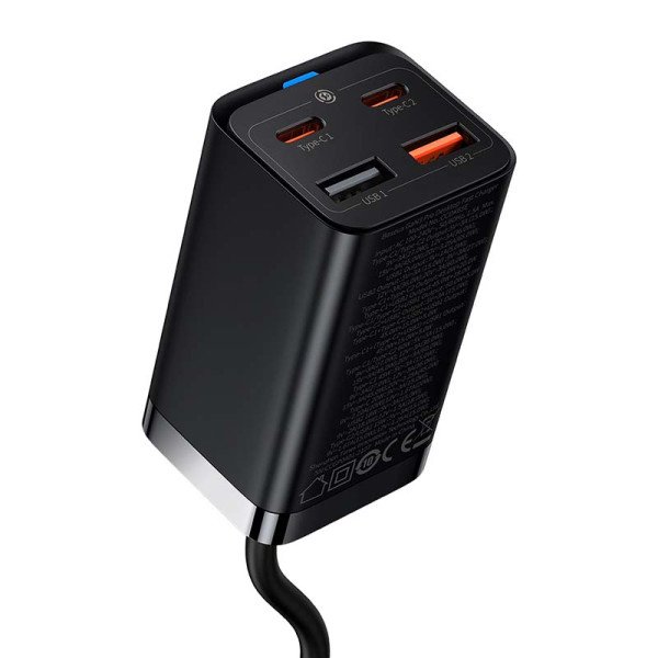 Greitas įkroviklis Baseus GaN3 Pro 2x USB-C 2x USB 65W juodas