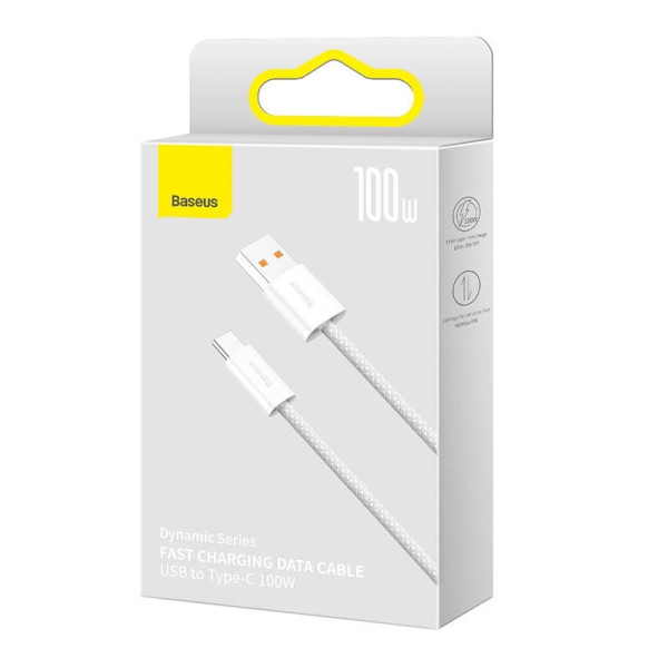 Laidas iš USB į USB-C Baseus Dynamic Series 100 W 1 m baltas