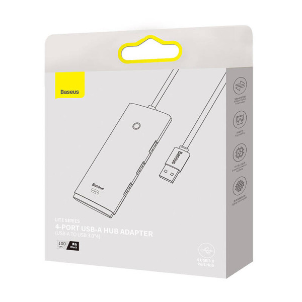 Hub 4in1 Baseus Lite Series USB iki 4x USB 30 1m juoda