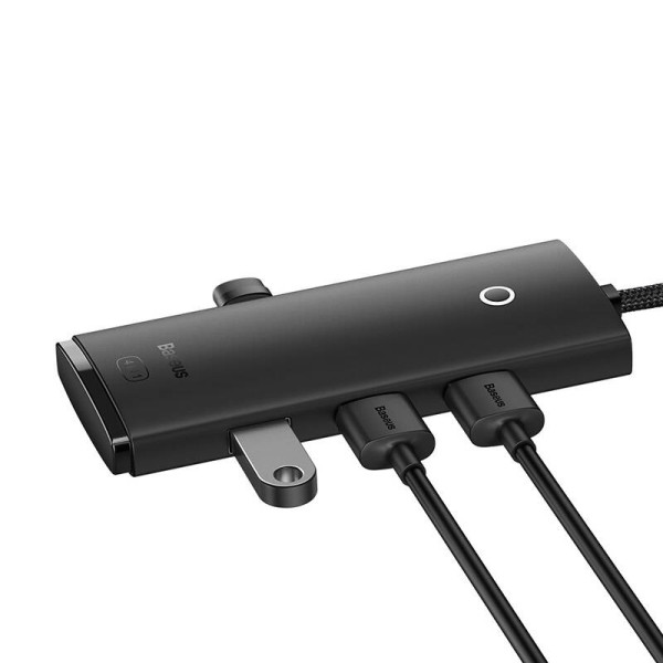 „Baseus Lite“ serijos šakotuvas 4 viename USB-C iki 4 x USB 30 + USB-C 25 cm juodas