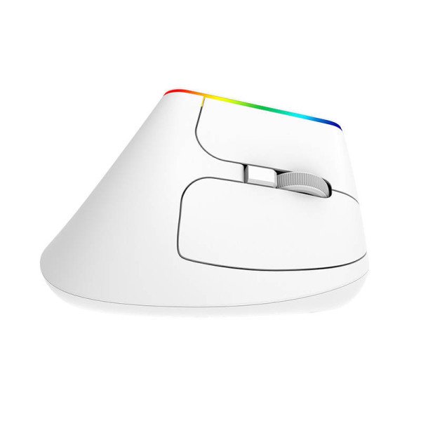 Belaidė vertikali pelė Delux M618C 24G 1600DPI RGB balta