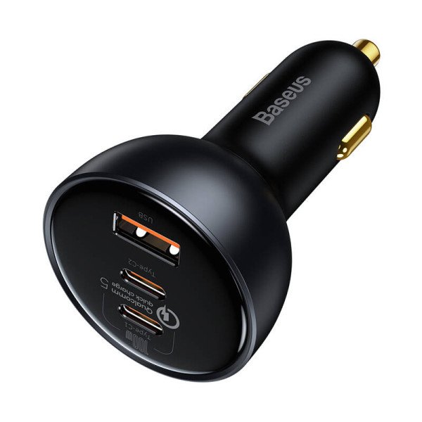 Automobilinis įkroviklis Baseus Qualcomm USB 2x USB-C 160 W pilka