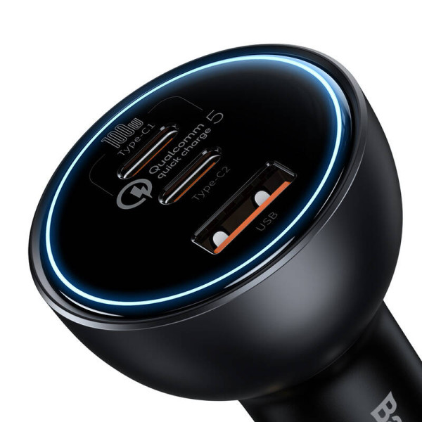 Automobilinis įkroviklis Baseus Qualcomm USB 2x USB-C 160 W pilka
