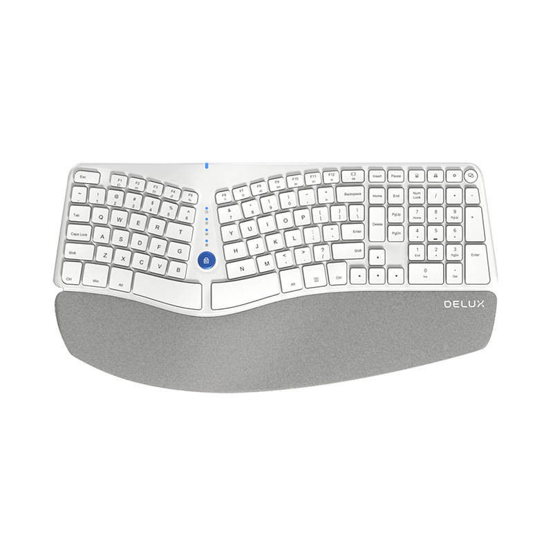 Belaidė ergonominė klaviatūra Delux GM901D BT+24G balta Belaidė ergonominė klaviatūra Delux GM901D BT+24G balta