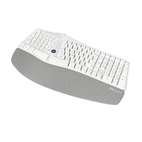 Belaidė ergonominė klaviatūra Delux GM901D BT+24G balta