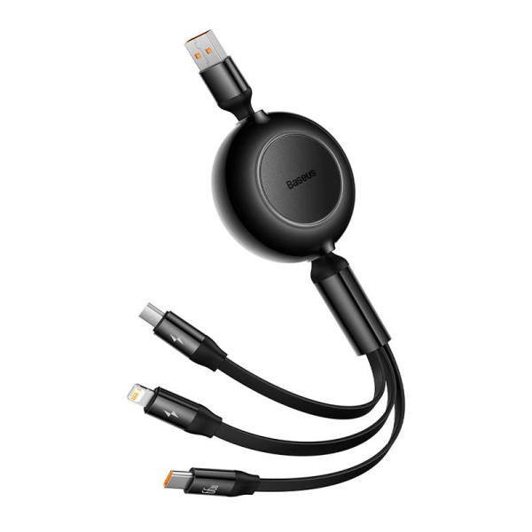 „Baseus Bright Mirror 3“ USB 3 viename laidas skirtas mikro USB / USB-C / Lightning 66 W / 2A 11 m juodas