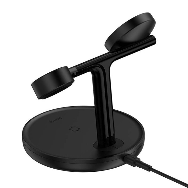 Magnetinis įkrovimo laikiklis Baseus Swan 3 in 1 20W juodas