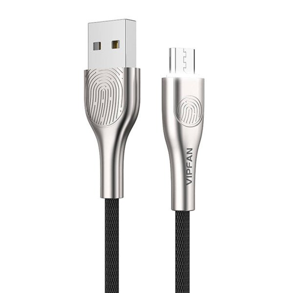 USB į mikro USB laidas Vipfan Fingerprint Touch Z04 3A 12 m juodas