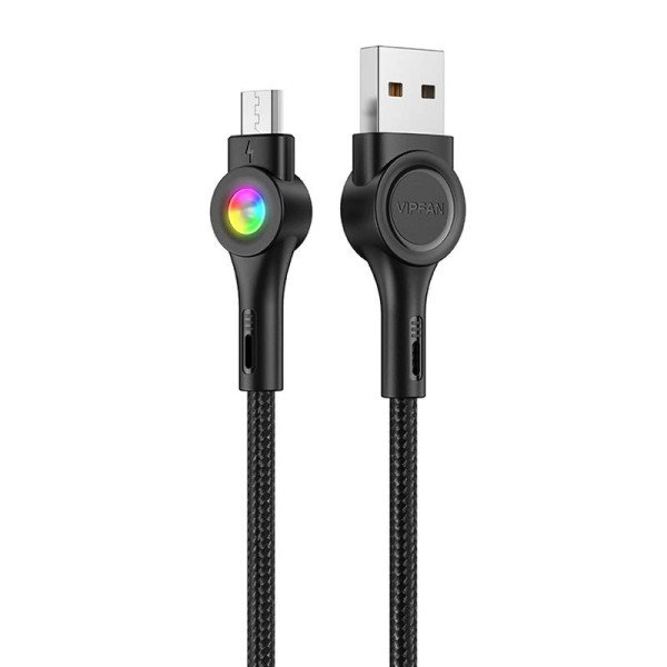 USB į mikro USB laidas Vipfan Colorful X08 3A 12 m juodas