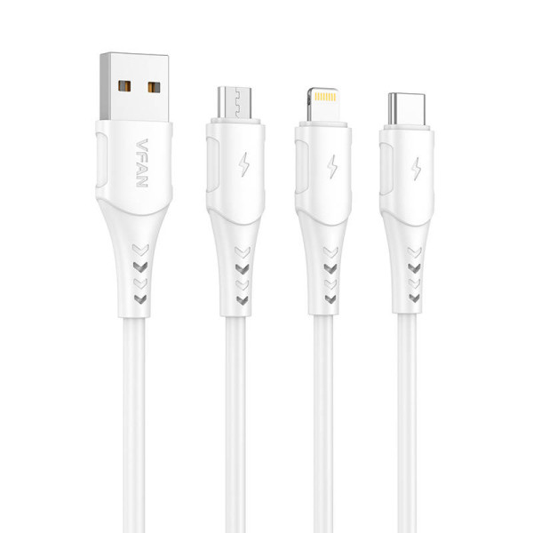USB į mikro USB laidas Vipfan Colorful X12 3A 1m balta