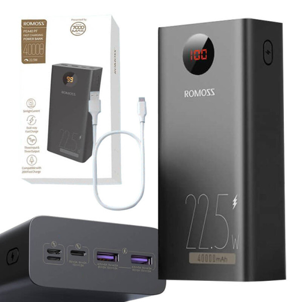 Powerbank Romoss PEA40PF 40000mAh 225W juoda