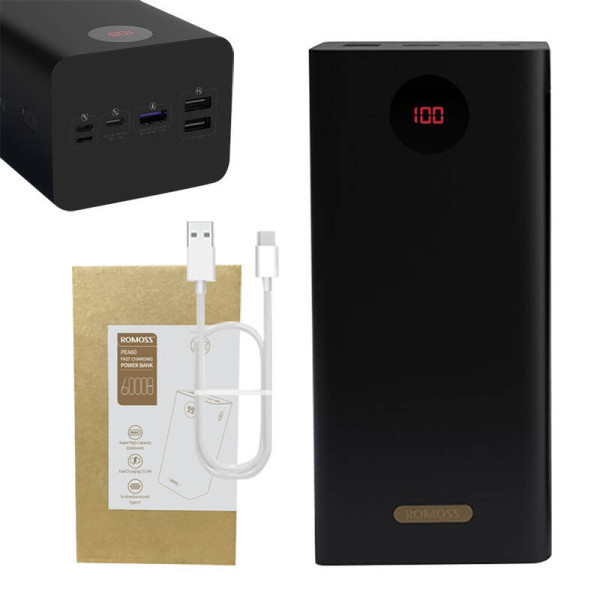 Powerbank Romoss PEA60 60 000 mAh QC + PD 225 W juoda