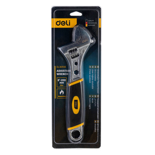 Reguliuojamas veržliaraktis su plastikine rankena Deli Tools EDL30108 8 sidabrinis