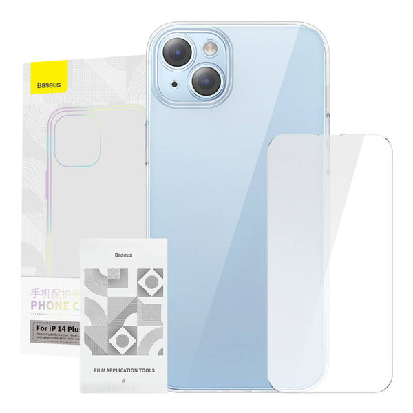 Baseus Crystal serijos dėklas skirtas iPhone 14 Plus + grūdintas stiklas