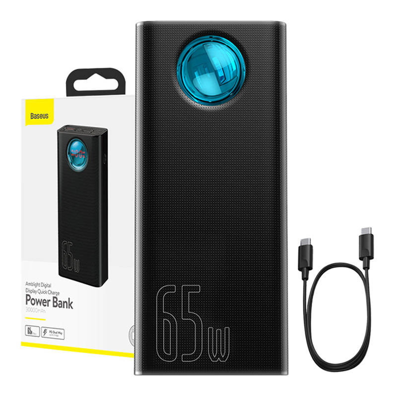 Powerbank Baseus Amblight 30000mAh 4xUSB USB-C 65W juoda Powerbank Baseus Amblight 30000mAh 4xUSB USB-C 65W juoda
