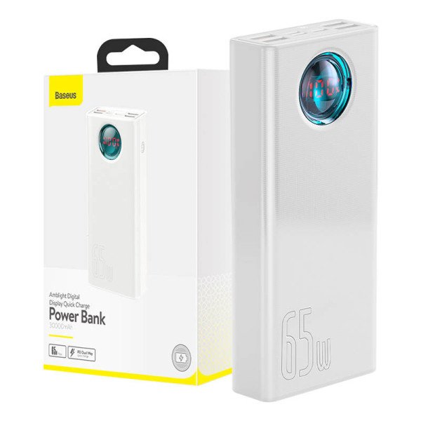 Powerbank Baseus Amblight 30000mAh 4xUSB USB-C 65W balta