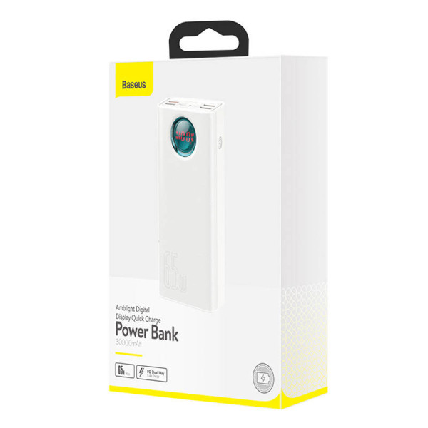 Powerbank Baseus Amblight 30000mAh 4xUSB USB-C 65W balta