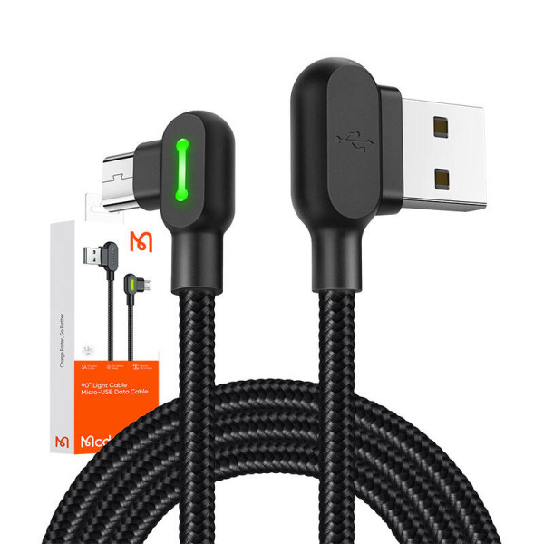 USB į mikro USB laidas Mcdodo CA-5280 LED 12 m juodas
