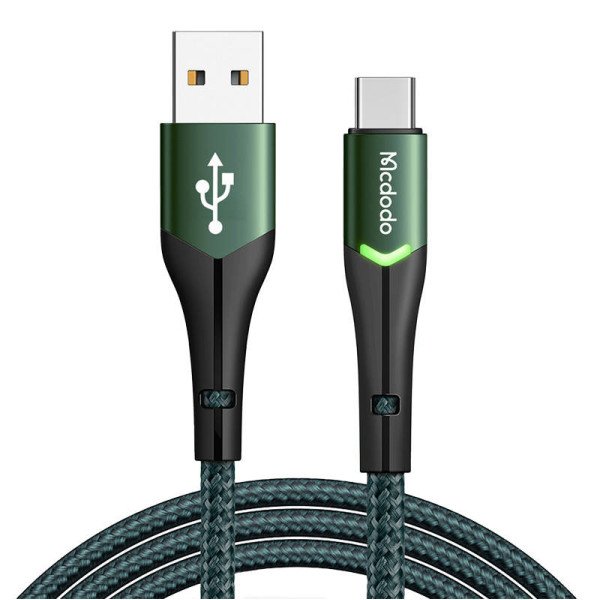 USB į USB-C Mcdodo Magnificence CA-7961 LED laidas 1 m žalias