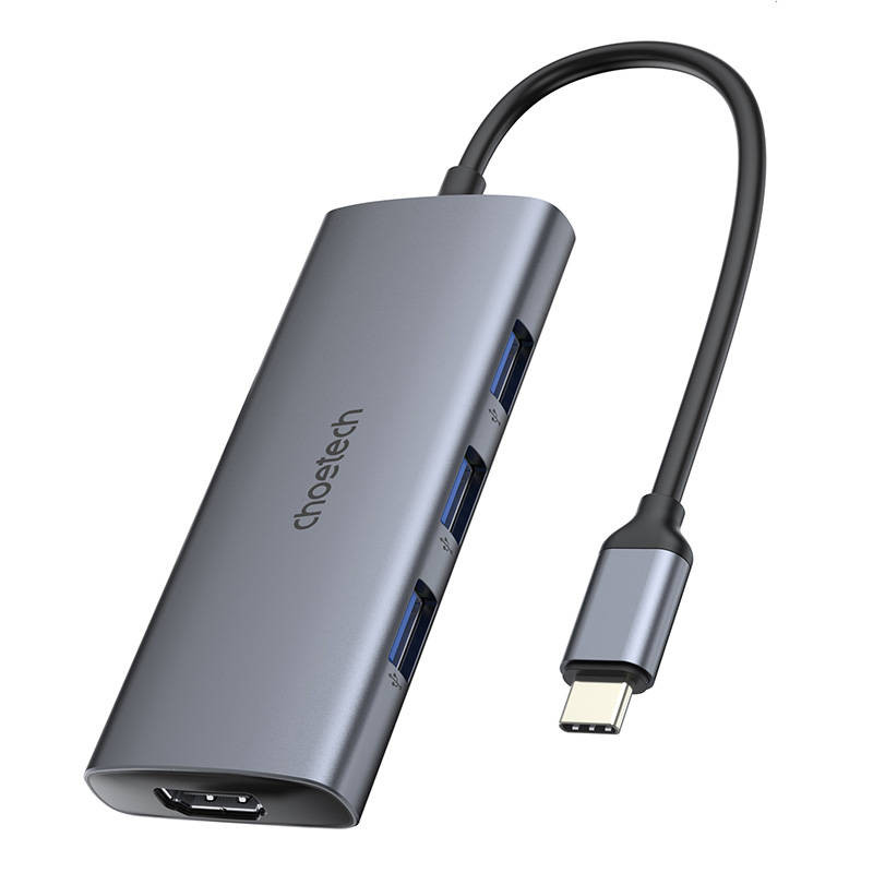 Adapteris 7w1 Choetech HUB-M19 USB-C sidabrinis Adapteris 7w1 Choetech HUB-M19 USB-C sidabrinis