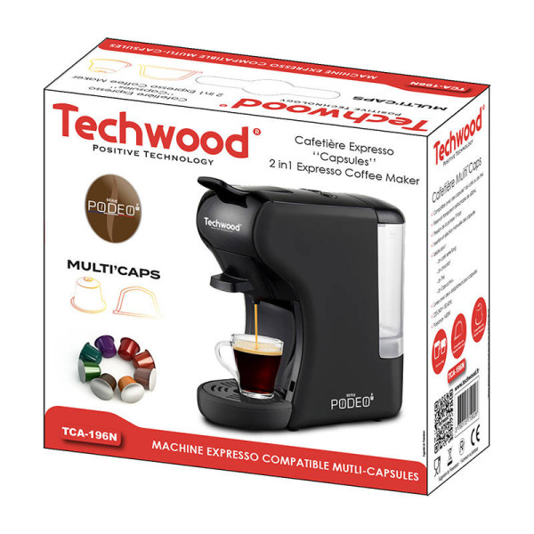 Kapsulinis kavos virimo aparatas Techwood TCA-196N juodas