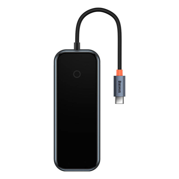 Hub 5in1 Baseus AcmeJoy serijos USB-C iki 2xUSB 30 + USB 20 + USB-C PD + HDMI tamsiai pilka