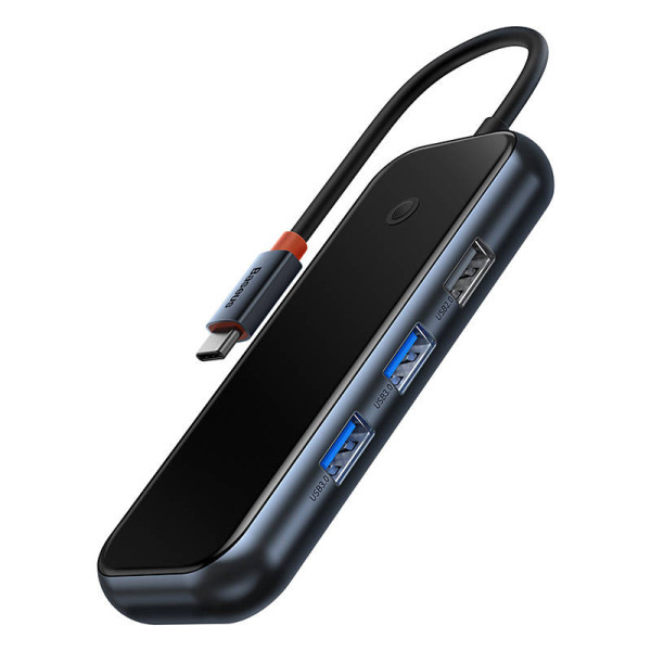 Hub 5in1 Baseus AcmeJoy serijos USB-C iki 2xUSB 30 + USB 20 + USB-C PD + HDMI tamsiai pilka