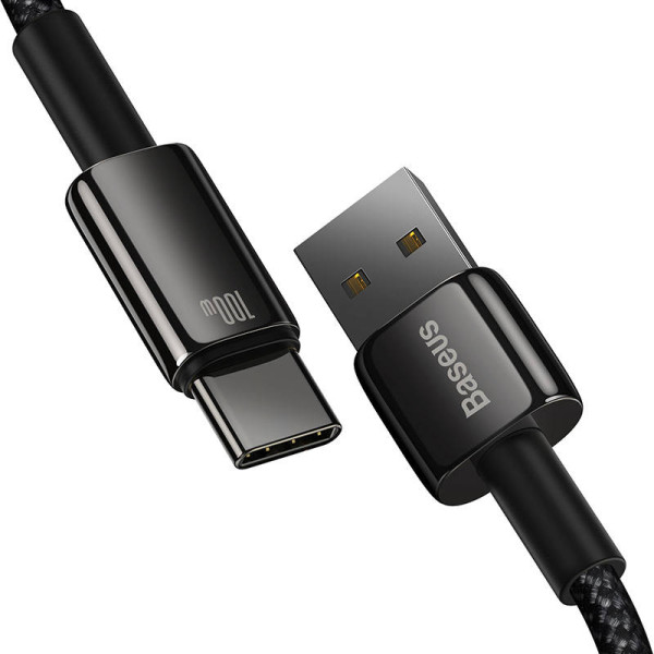 „Baseus“ volframo auksinis kabelis iš USB į USB-C 100 W 2 m juodas