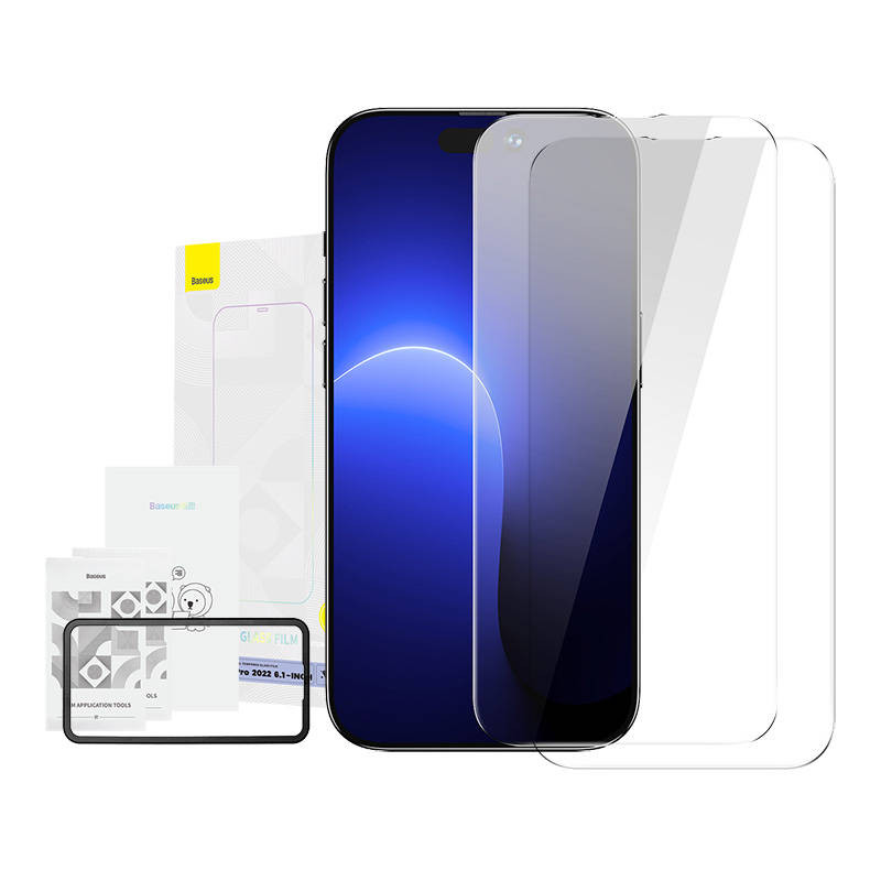 „Baseus Crystal Tempered Glass“ 03 mm skirtas „iPhone 14 Pro“ 2 vnt „Baseus Crystal Tempered Glass“ 03 mm skirtas „iPhone 14 Pro“ 2 vnt