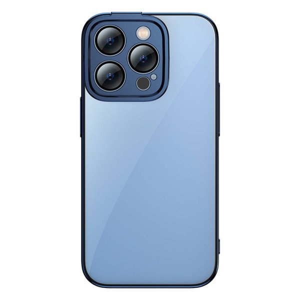 „Baseus Glitter“ skaidrus dėklas ir grūdintas stiklas skirtas „iPhone 14 Pro Max“ mėlynas