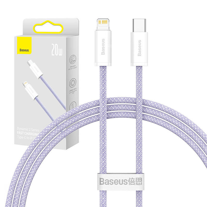 USB-C laidas skirtas Lightning Baseus Dynamic 2 Series 20 W 1 m violetinė USB-C laidas skirtas Lightning Baseus Dynamic 2 Series 20 W 1 m violetinė