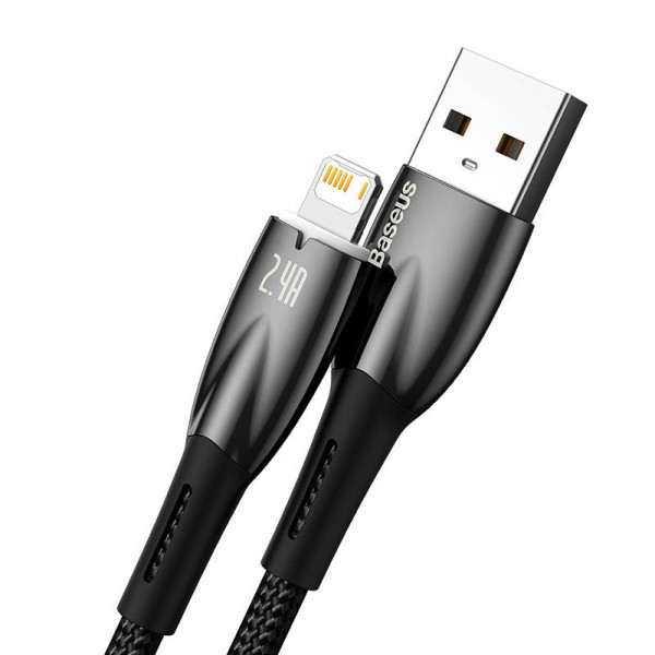 USB laidas skirtas Lightning Baseus Glimmer Series 24A 2m juodas