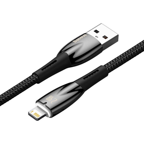 USB laidas skirtas Lightning Baseus Glimmer Series 24A 2m juodas