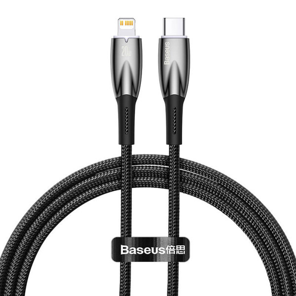 USB-C laidas skirtas Lightning Baseus Glimmer Series 20W 1m juodas