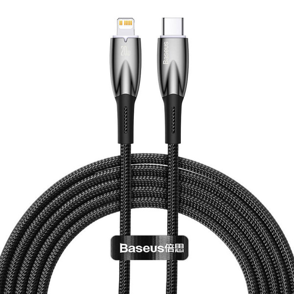 USB-C laidas skirtas Lightning Baseus Glimmer Series 20W 2m juodas