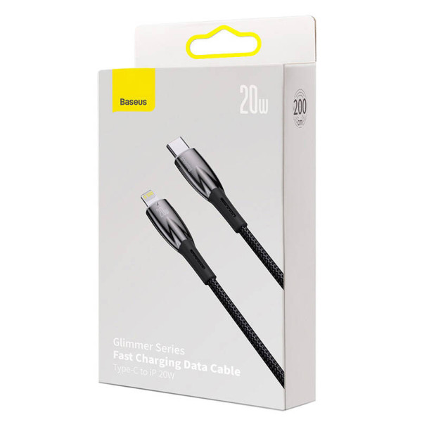 USB-C laidas skirtas Lightning Baseus Glimmer Series 20W 2m juodas