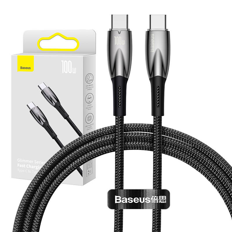 USB-C laidas skirtas USB-C Baseus Glimmer serijai 100 W 1 m juodas USB-C laidas skirtas USB-C Baseus Glimmer serijai 100 W 1 m juodas