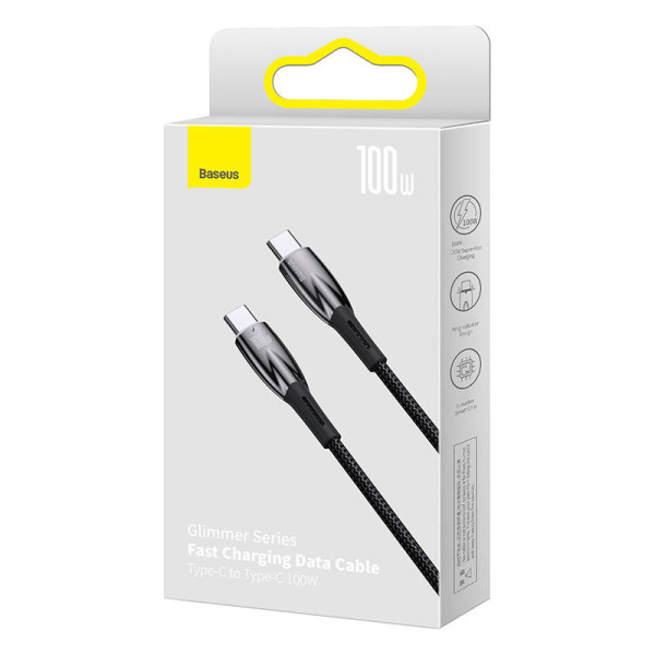USB-C laidas skirtas USB-C Baseus Glimmer serijai 100 W 1 m juodas
