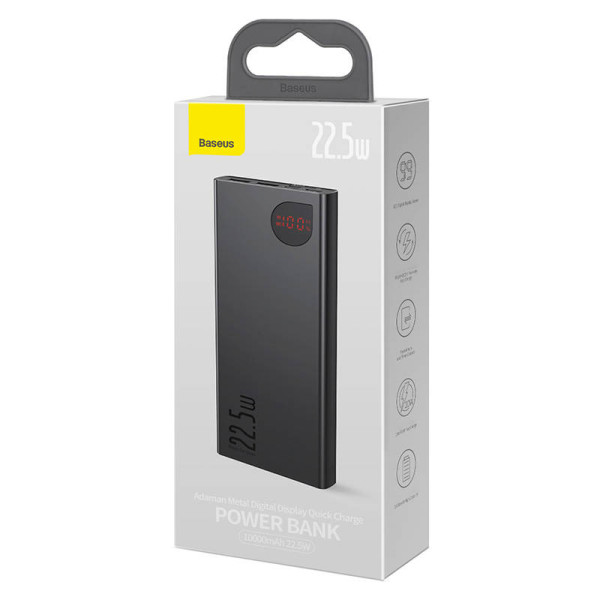 Powerbank Baseus Adaman Metal 10000mAh 2xUSB USB-C Lightning MicroUSB 225W juoda