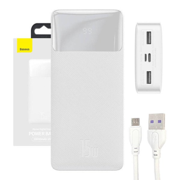 Powerbank Baseus Bipow 20000mAh 15W balta