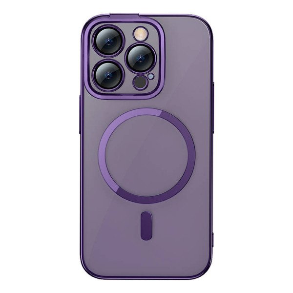 „Baseus Glitter“ magnetinis dėklas skirtas „iPhone 14 Pro“ violetinė + grūdintas stiklas + valymo rinkinys