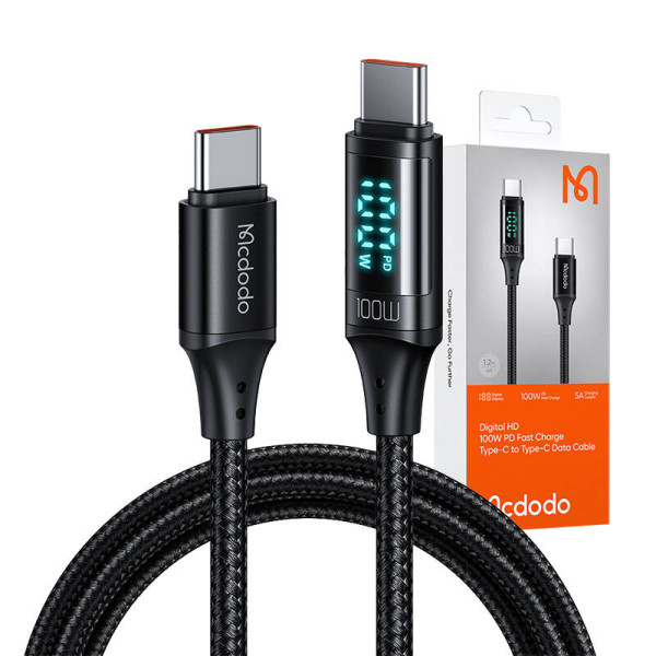 Kabelis Mcdodo CA-1100 USB-C į USB-C 100 W 12 m juodas