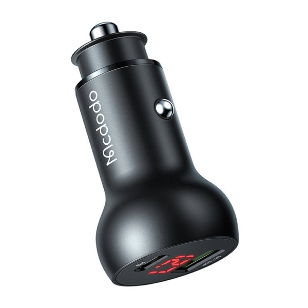 Automobilinis įkroviklis Mcdodo CC-7030 USB + USB-C su ekranu 45 W juodas
