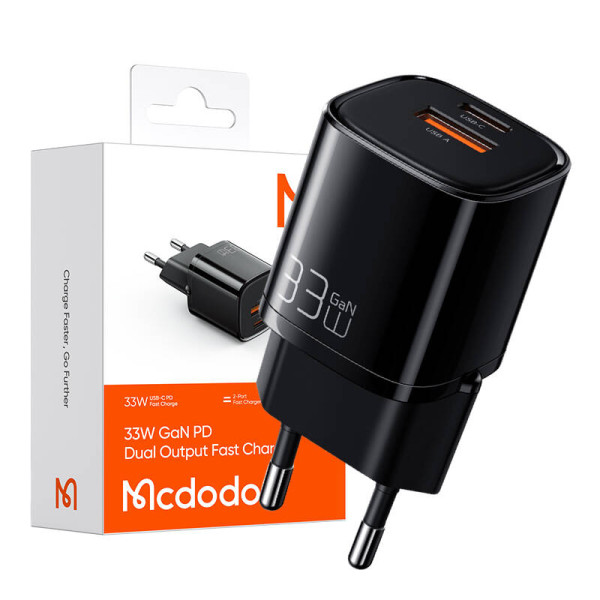 Įkroviklis Mcdodo Nano GaN CH-0151 USB + USB-C 33 W juodas