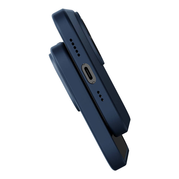 „Baseus“ skysto silicio dioksido magnetinis dėklas ir grūdintas stiklas skirtas „iPhone 14 Plus“ mėlynas