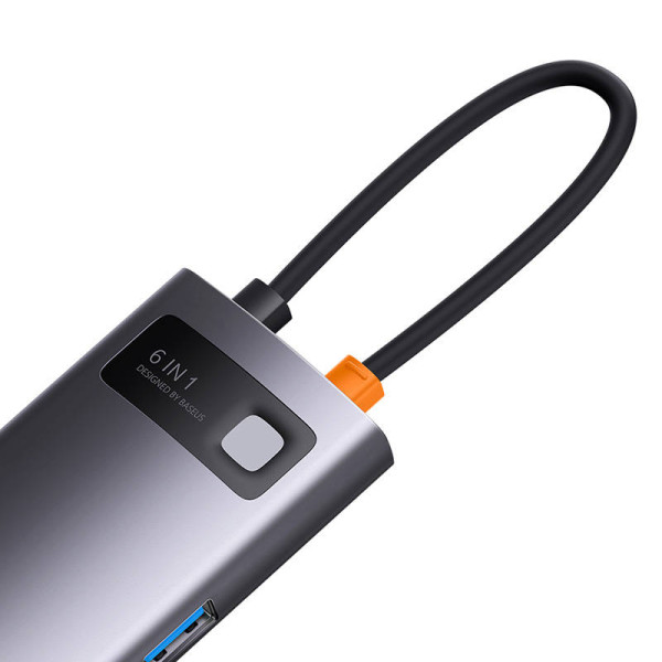 Hub 6in1 Baseus StarJoy Series USB-C iki 3x USB 30 + HDMI + USB-C PD + RJ45